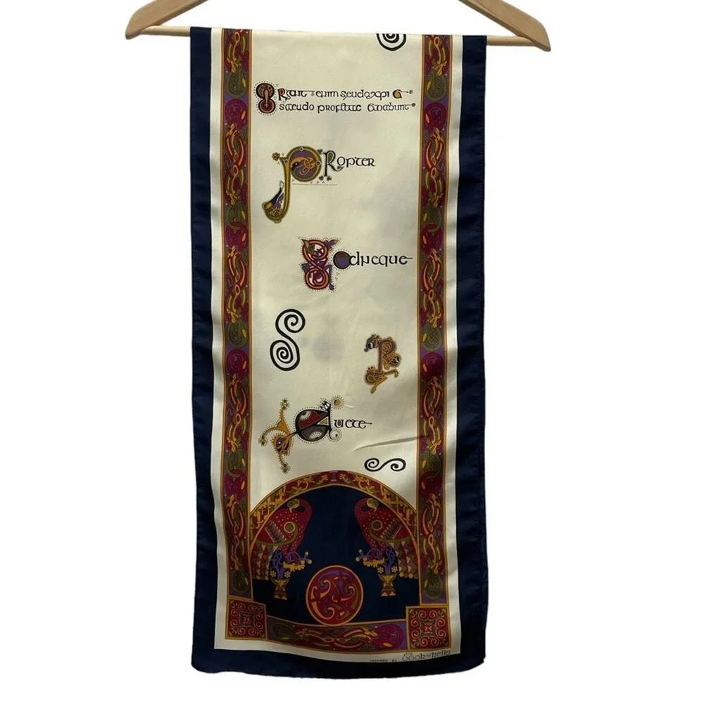 The Book of Kells Celtic Silk Scarf Womens Accessory Irish Heritage‎ Religious